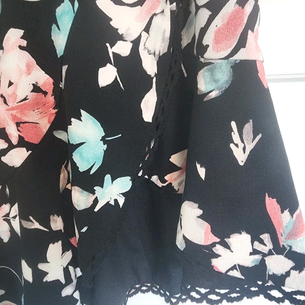 Dress the Population Dress S Asymmetrical Hem Navy Pink Floral Parties Salsa - Picture 7 of 10